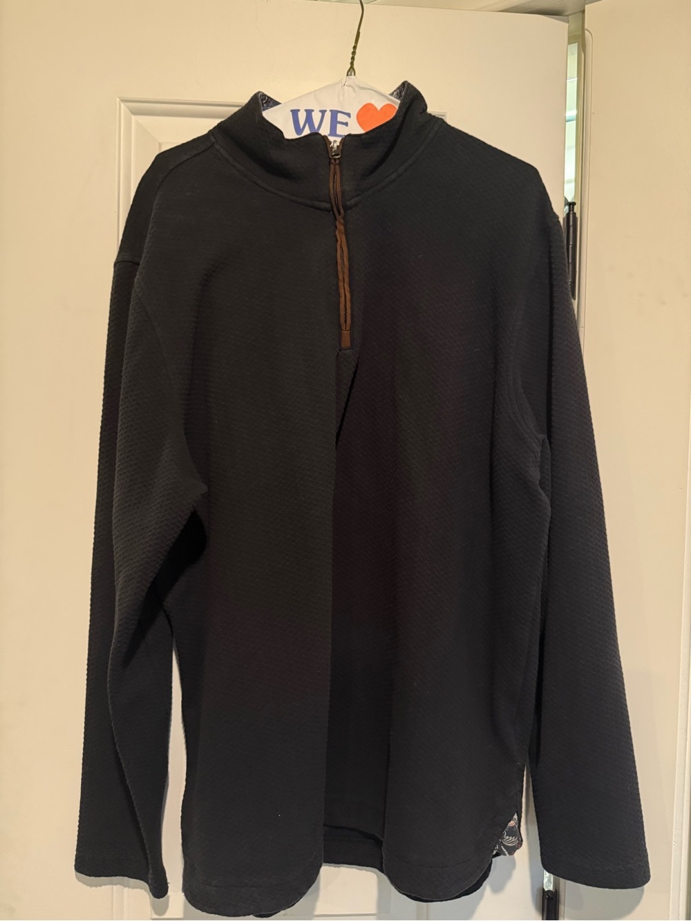 Robert Graham Black Half-Zip Textured Pullover